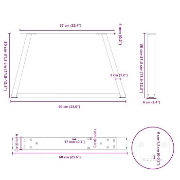 vidaXL Πόδια τραπεζαρίας σχήματος V 2 τεμ. Λευκό 60x(30-31,3)cm