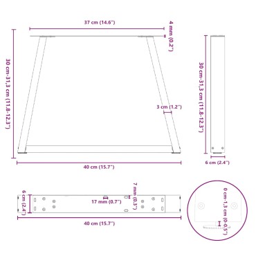 vidaXL Πόδια τραπεζαρίας σχήματος V 2 τεμ. Φυσικό ατσάλι 40x(30-31,3)cm