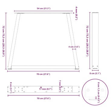 vidaXL Πόδια τραπεζαρίας σχήματος V 3 τεμ. Ανθρακί 70x(72-73,3)cm