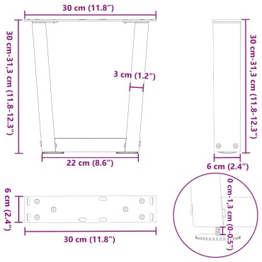 vidaXL Πόδια τραπεζαρίας σχήματος V 2 τεμ. Ανθρακί 30x(30-31,3)cm