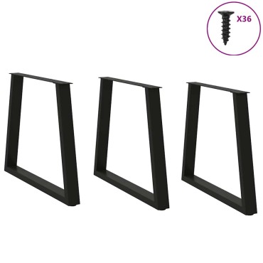 vidaXL Πόδια τραπεζαρίας σχήματος V 3 τεμ. Μαύρο 70x(72-73,3)cm