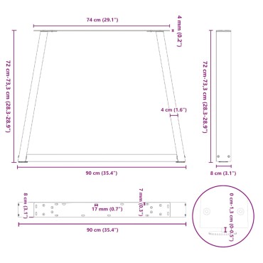 vidaXL Πόδια τραπεζαρίας σχήματος V 2 τεμ. Ανθρακί 90x(72-73,3)cm
