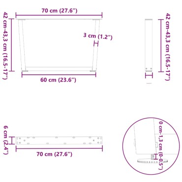 vidaXL Πόδια τραπεζαρίας σχήματος V 2 τεμ. Λευκό 70x(42-43,3)cm
