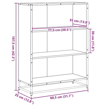 vidaXL Βιβλιοθήκη Καπνιστή Δρυς 80,5x35x107,5cm από Επεξεργασμένο Ξύλο 1 τεμ.