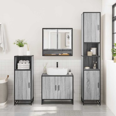 vidaXL Σετ Επίπλων Μπάνιου 4 τεμ. Γκρι Sonoma Επεξεργασμένο Ξύλο 65x33x60cm