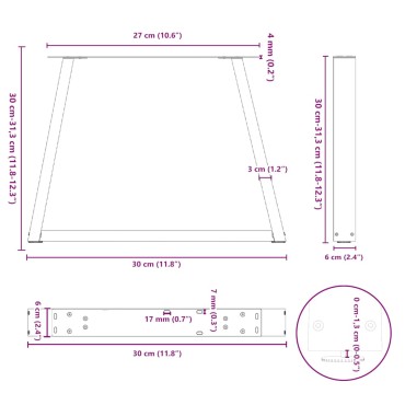 vidaXL Πόδια τραπεζαρίας σχήματος V 2 τεμ. Λευκό 30x(30-31,3)cm