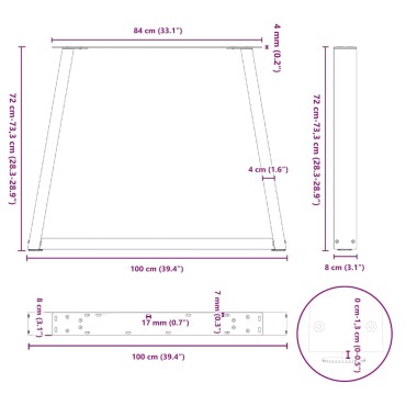 vidaXL Πόδια τραπεζαρίας σχήματος V 2 τεμ. Μαύρο 100x(72-73,3)cm
