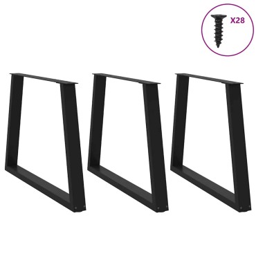 vidaXL Πόδια τραπεζαρίας σχήματος V 3 τεμ. Μαύρο 100x(72-73,3)cm