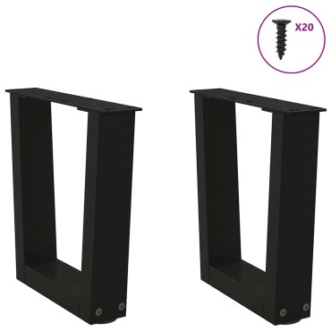 vidaXL Πόδια τραπεζαρίας σχήματος V 2 τεμ. Μαύρο 40x(30-31,3)cm