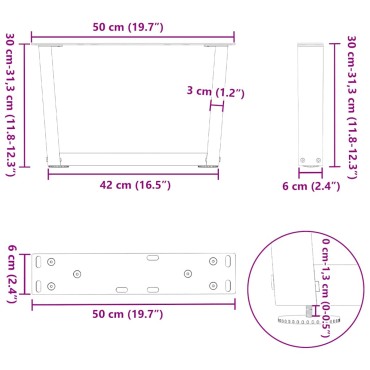 vidaXL Πόδια τραπεζαρίας σχήματος V 2 τεμ. Ανθρακί 50x(30-31,3)cm