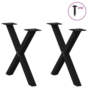 vidaXL Πόδια Τραπεζιού Σαλονιού σε Σχήμα Χ, 2 τεμ. Μαύρο, Ατσάλι 60x(42-43)cm