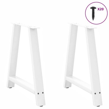 vidaXL Πόδια Τραπεζαρίας σε Σχήμα Α, 2 τεμ. Λευκά 70x(72-73)cm Ατσάλι