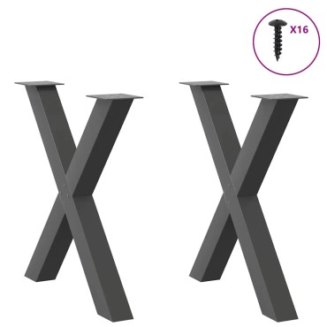 vidaXL Πόδια τραπεζαρίας σε σχήμα Χ 2 τεμ. Ανθρακί 80x(72-73)cm