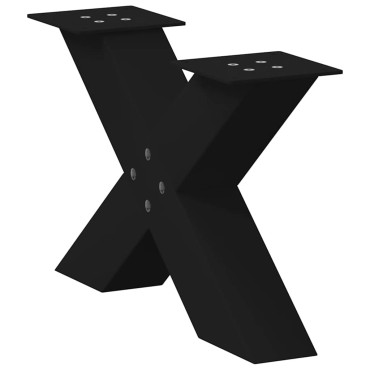 vidaXL Πόδια Τραπεζιού Σαλονιού σε Σχήμα Χ, 2 τεμ. Μαύρο, Ατσάλι 60x(30-31)cm