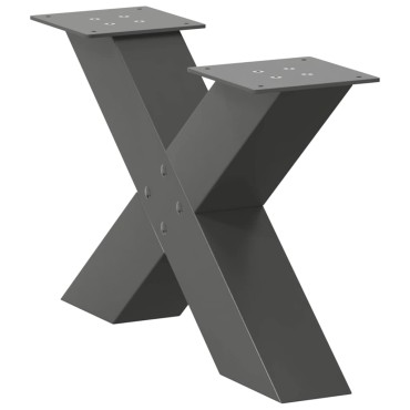vidaXL Πόδια τραπεζιού σαλονιού σε σχήμα Χ 2 τεμ. Ανθρακί 60x(30-31) cm
