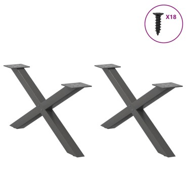 vidaXL Πόδια Τραπεζιού Σαλονιού σε Σχήμα Χ 2 τεμ. Ανθρακί 70x(30-31)cm Ατσάλι