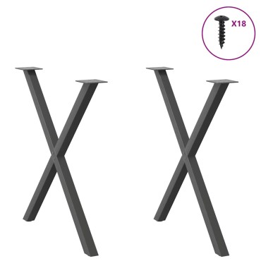 vidaXL Πόδια τραπεζαρίας σε σχήμα Χ 2 τεμ. Ανθρακί 80x(72-73)cm