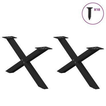 vidaXL Πόδια τραπεζιού σαλονιού σε σχήμα Χ 2 τεμ. Μαύρο 70x(30-31) cm