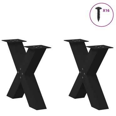 vidaXL Πόδια τραπεζιού σαλονιού σε σχήμα Χ 2 τεμ. Μαύρο 60x(42-43)cm