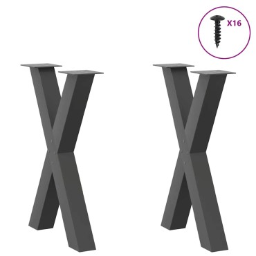 vidaXL Πόδια τραπεζαρίας σε σχήμα Χ 2 τεμ. Ανθρακί 60x(72-73)cm