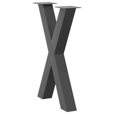 vidaXL Πόδια τραπεζαρίας σε σχήμα Χ 2 τεμ. Ανθρακί 60x(72-73)cm