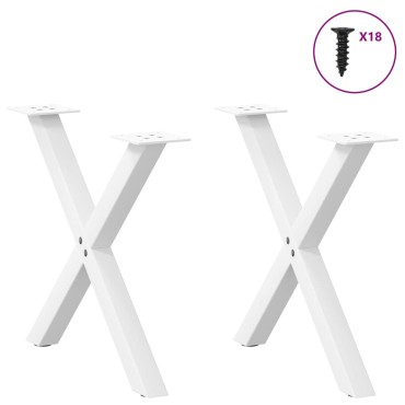 vidaXL Πόδια τραπεζιού σαλονιού σε σχήμα Χ 2 τεμ. Λευκό 60x(42-43)cm