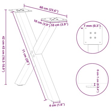 vidaXL Πόδια τραπεζιού σαλονιού σε σχήμα Χ 2 τεμ. Λευκό 60x(42-43)cm