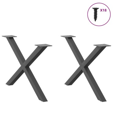 vidaXL Πόδια τραπεζιού σαλονιού σε σχήμα Χ 2 τεμ. Ανθρακί 70x(42-43)cm