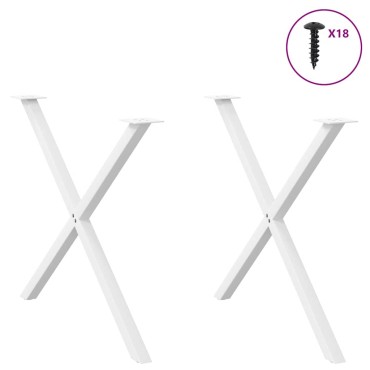 vidaXL Πόδια Τραπεζαρίας σε Σχήμα Χ, 2 τεμ. Λευκά 90x(72-73)cm Ατσάλι