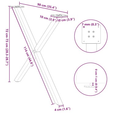 vidaXL Πόδια Τραπεζαρίας σε Σχήμα Χ, 2 τεμ. Λευκά 90x(72-73)cm Ατσάλι