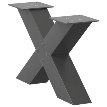 vidaXL Πόδια τραπεζιού σαλονιού σε σχήμα Χ 2 τεμ. Ανθρακί 50x(30-31) cm