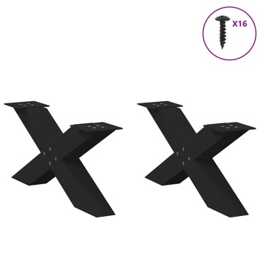 vidaXL Πόδια τραπεζιού σαλονιού σε σχήμα Χ 2 τεμ. Μαύρο 70x(30-31) cm
