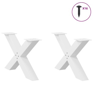 vidaXL Πόδια Τραπεζιού Σαλονιού σε Σχήμα Χ, 2 τεμ. Λευκά 70x(42-43)cm Ατσάλι