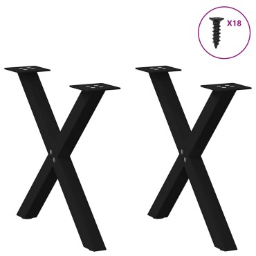 vidaXL Πόδια τραπεζιού σαλονιού σε σχήμα Χ 2 τεμ. Μαύρο 38x(42-43)cm