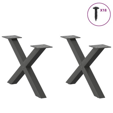 vidaXL Πόδια τραπεζιού σαλονιού σε σχήμα Χ 2 τεμ. Ανθρακί 60x(30-31) cm