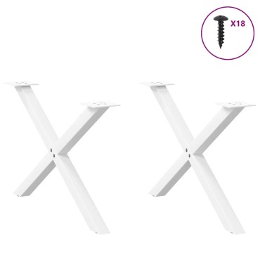 vidaXL Πόδια τραπεζιού σαλονιού σε σχήμα Χ 2 τεμ. Λευκό 70x(42-43)cm