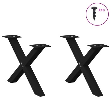 vidaXL Πόδια τραπεζιού σαλονιού σε σχήμα Χ 2 τεμ. Μαύρο 60x(30-31) cm