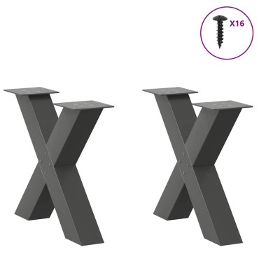 vidaXL Πόδια τραπεζιού σαλονιού σε σχήμα Χ 2 τεμ. Ανθρακί 50x(42-43)cm