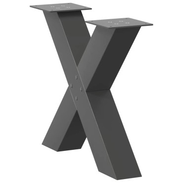 vidaXL Πόδια τραπεζιού σαλονιού σε σχήμα Χ 2 τεμ. Ανθρακί 50x(42-43)cm