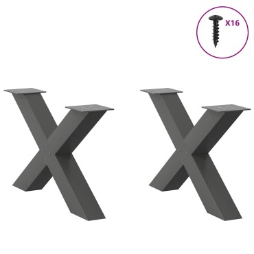 vidaXL Πόδια τραπεζιού σαλονιού σε σχήμα Χ 2 τεμ. Ανθρακί 70x(42-43)cm