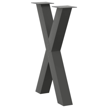vidaXL Πόδια τραπεζαρίας σε σχήμα Χ 2 τεμ. Ανθρακί 50x(72-73)cm