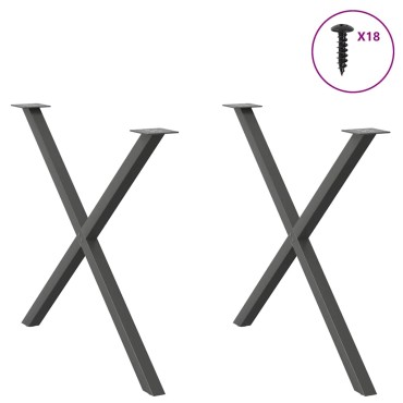 vidaXL Πόδια τραπεζαρίας σε σχήμα Χ 2 τεμ. Ανθρακί 90x(72-73)cm