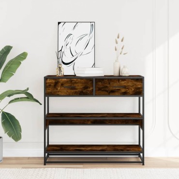 vidaXL Τραπέζι Κονσόλα Καπνιστή Δρυς 90x35x80cm Επεξεργασμένο Ξύλο 1 τεμ.
