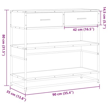 vidaXL Τραπέζι Κονσόλα Καπνιστή Δρυς 90x35x80cm Επεξεργασμένο Ξύλο 1 τεμ.