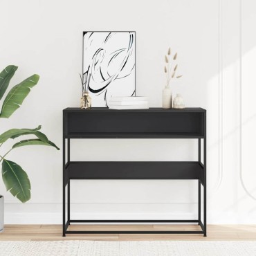 vidaXL Τραπέζι Κονσόλα Μαύρο 90x35x80cm Επεξεργασμένο Ξύλο 1 τεμ.