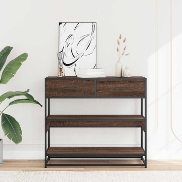 vidaXL Τραπέζι Κονσόλα Καφέ Δρυς 90x35x80cm Επεξεργασμένο Ξύλο 1 τεμ.