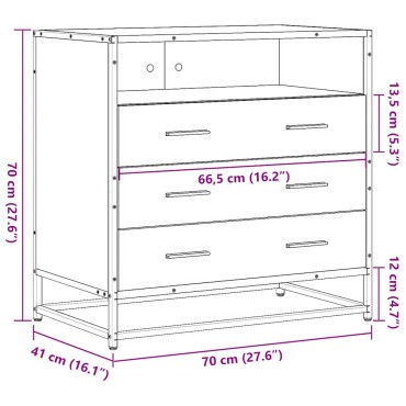 vidaXL Συρταριέρα Μαύρη 70x41x70cm από Επεξεργασμένο Ξύλο 1 τεμ.