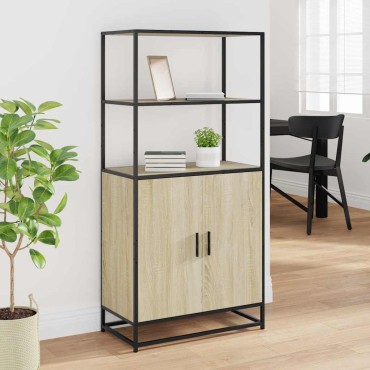 vidaXL Highboard Δρυς sonoma 68x35x139cm Επεξεργασμένο ξύλο μέταλλο 1 τεμ.