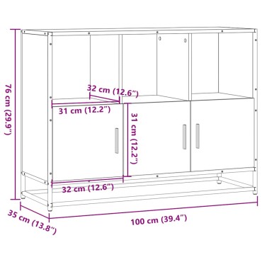 vidaXL Sideboard καφέ δρυς 100x35x76cm Κατασκευασμένο ξύλο 1 τεμ.