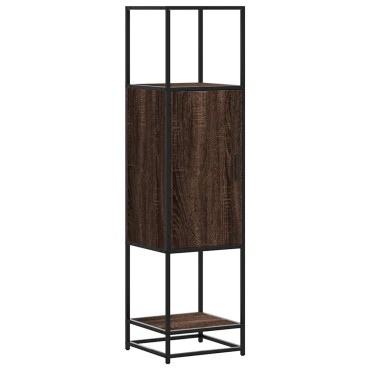 vidaXL Highboard καφέ δρυς Κατασκευασμένο ξύλο και μέταλλο 35,5x35x139 cm 1 τεμ.